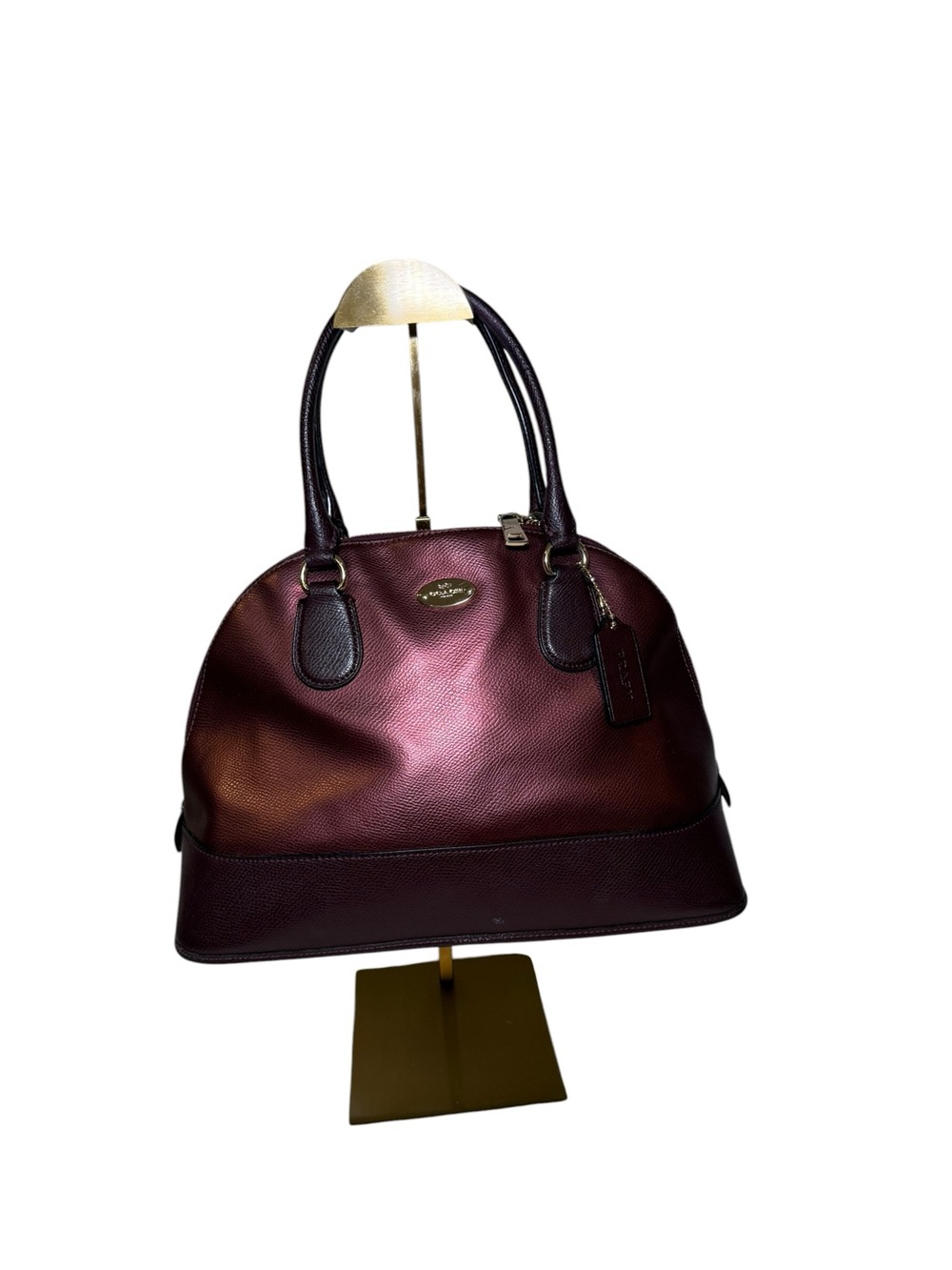 Coach Bicolor Metallic Oxblood Cora Domed Satchel Handbag